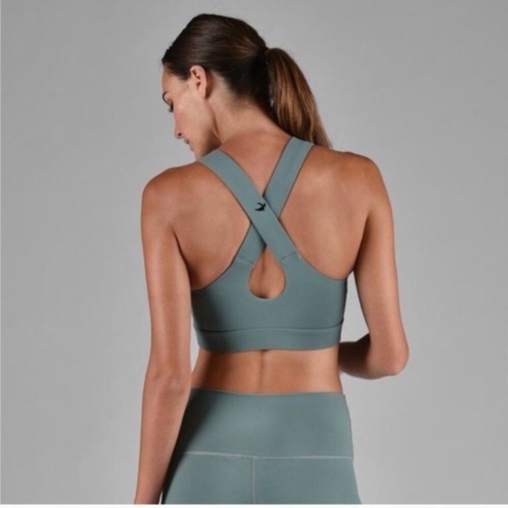 Glyder Full Force Spruce Green Strappy Back Sports Bra Size XS